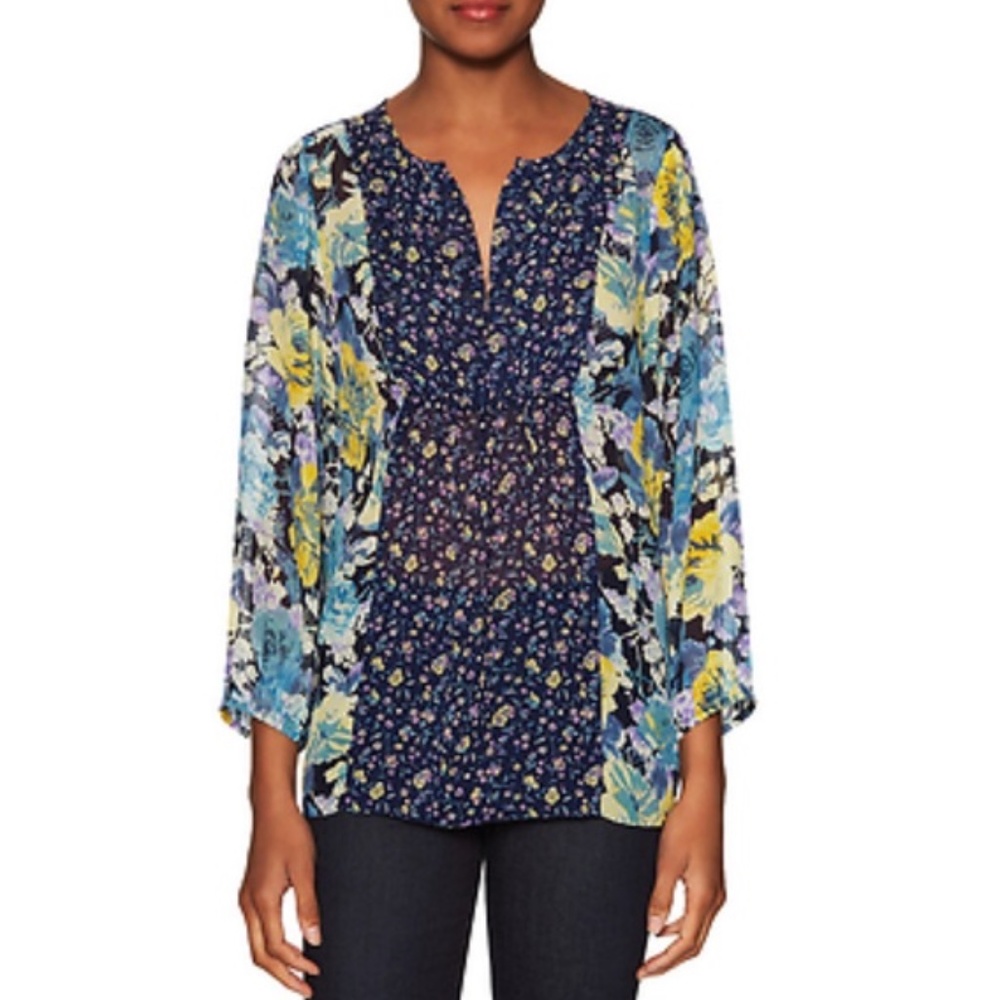 Joie Thistle Floral Silk Long Sleeve Blouse